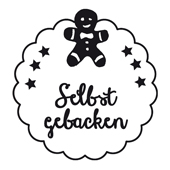 Woodies Textstempel "Selbst gebacken - W-07001