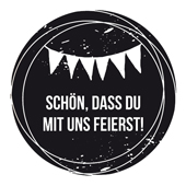 Woodies Textstempel "Schön, dass du mit uns feierst" - W-02003