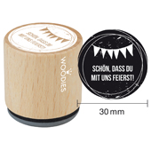 Woodies Textstempel "Schön, dass du mit uns feierst" - W-02003