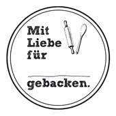 Woodies Textstempel "Mit Liebe für ... gebacken" - W-05007