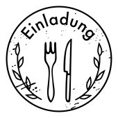 Woodies Textstempel "Einladung Besteck" - W-02010