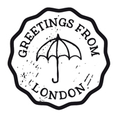 Woodies text stamp "Greetings ... Umbrella" - WE-9005