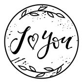 Woodies text stamp "I" (Heart) you "- W-04009