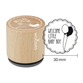 Timbre de texte Woodies "Welcome little Baby boy" - W-06004