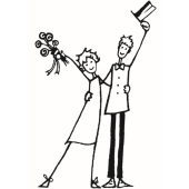 Couple de mariés - 3,3 x 5,2 cm - D-00800